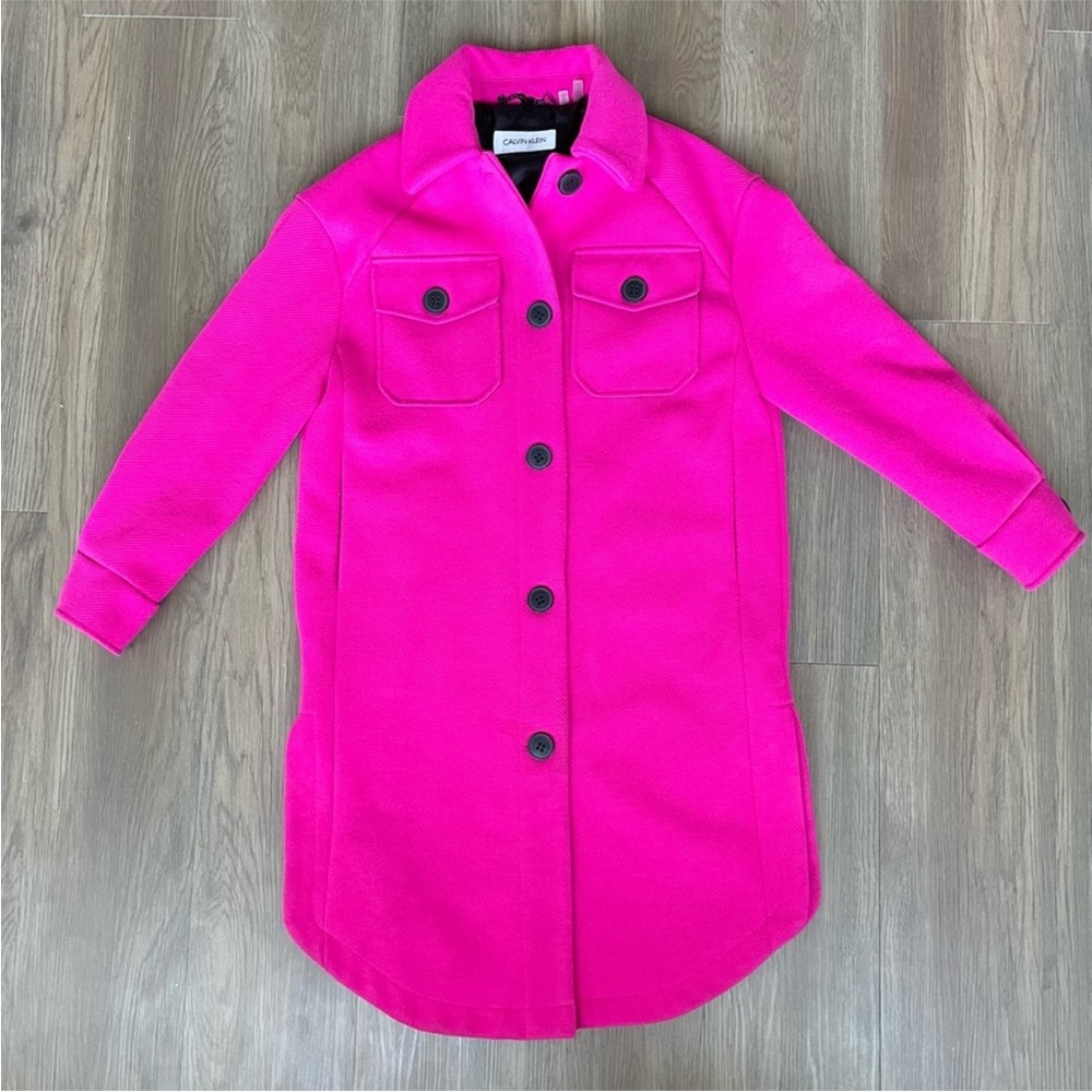 Calvin Klein Hot pink Shacket coat jacket shirt lined